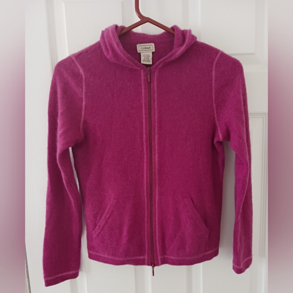 L.L. Bean Women's Raspberry Zip-Up Hooded Sweater